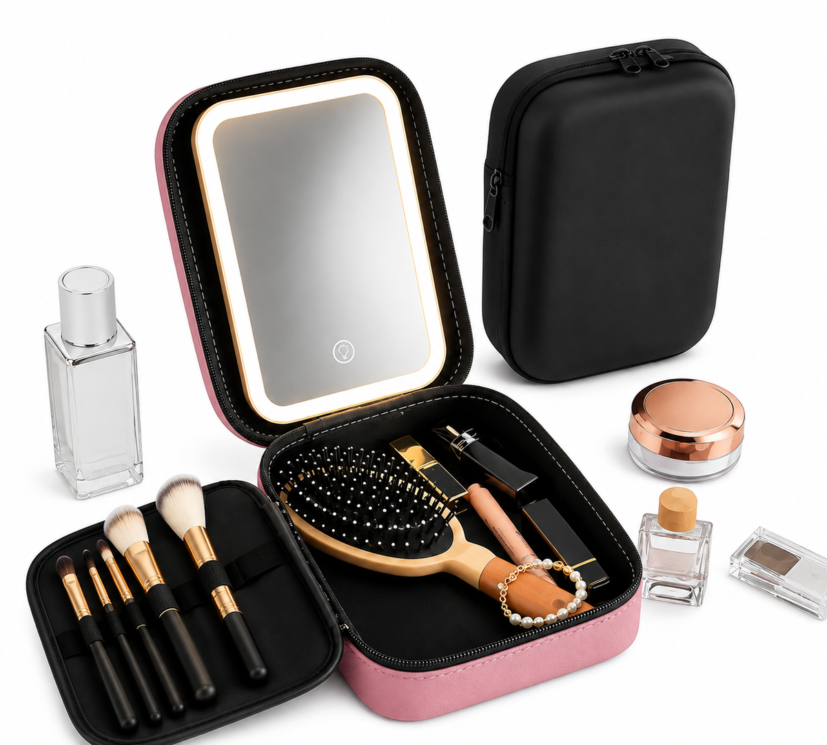 Cosmetiquera neceser con espejo led