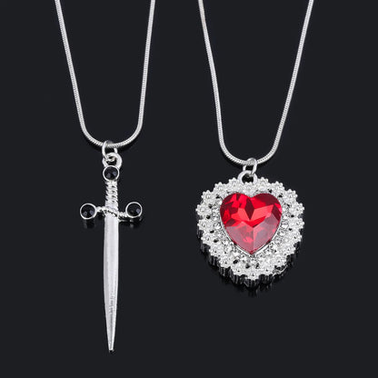 Cadenas para pareja corazón y espada / daga