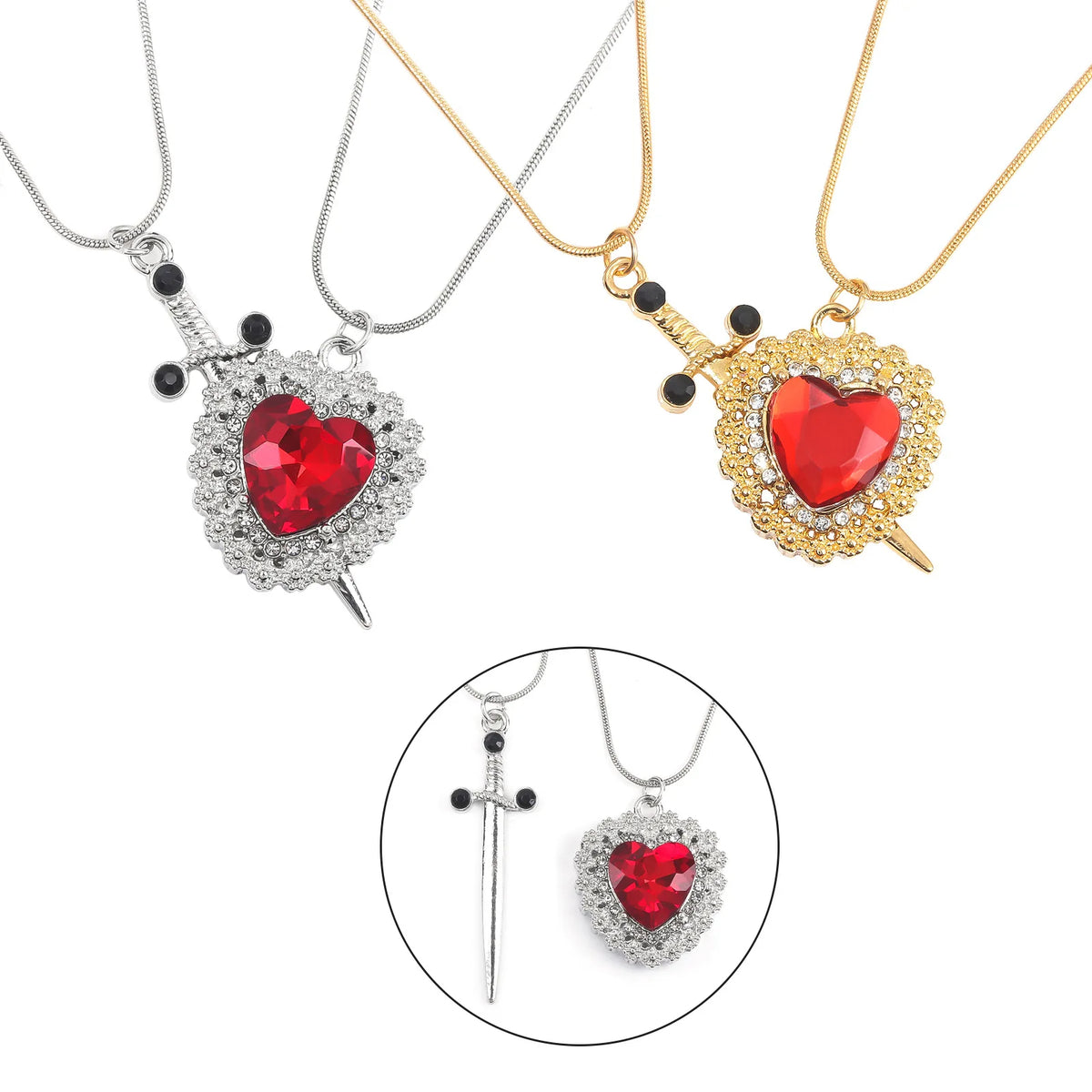 Cadenas para pareja corazón y espada / daga