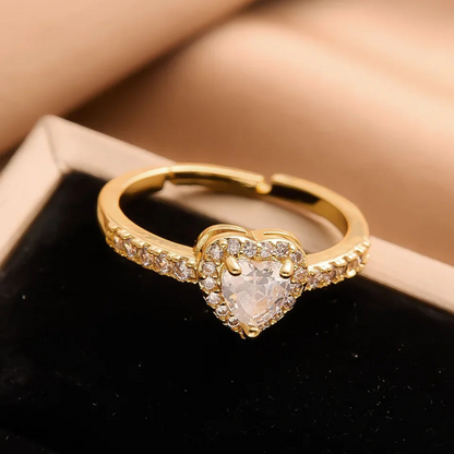Anillo corazón de cristal