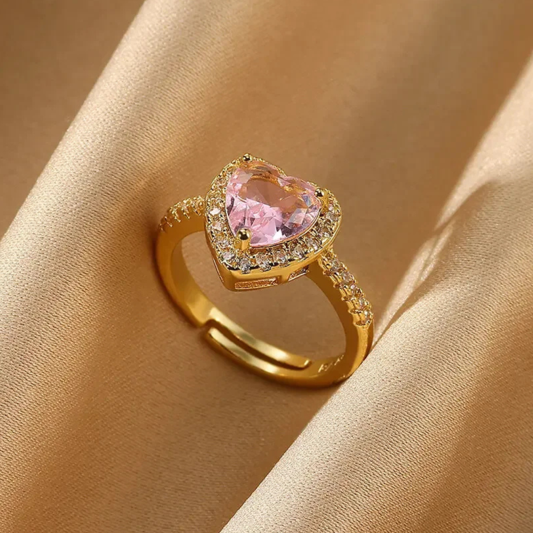 Anillo corazón de cristal