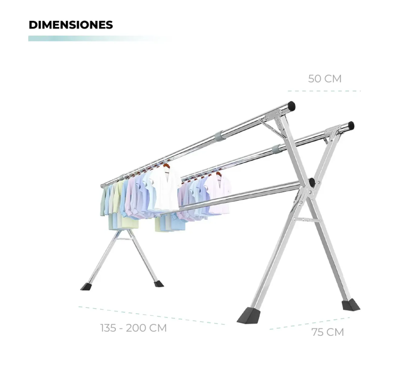 Tendedero plegable sin ruedas