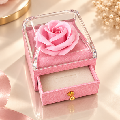 Caja cofre lujo flor color rosa
