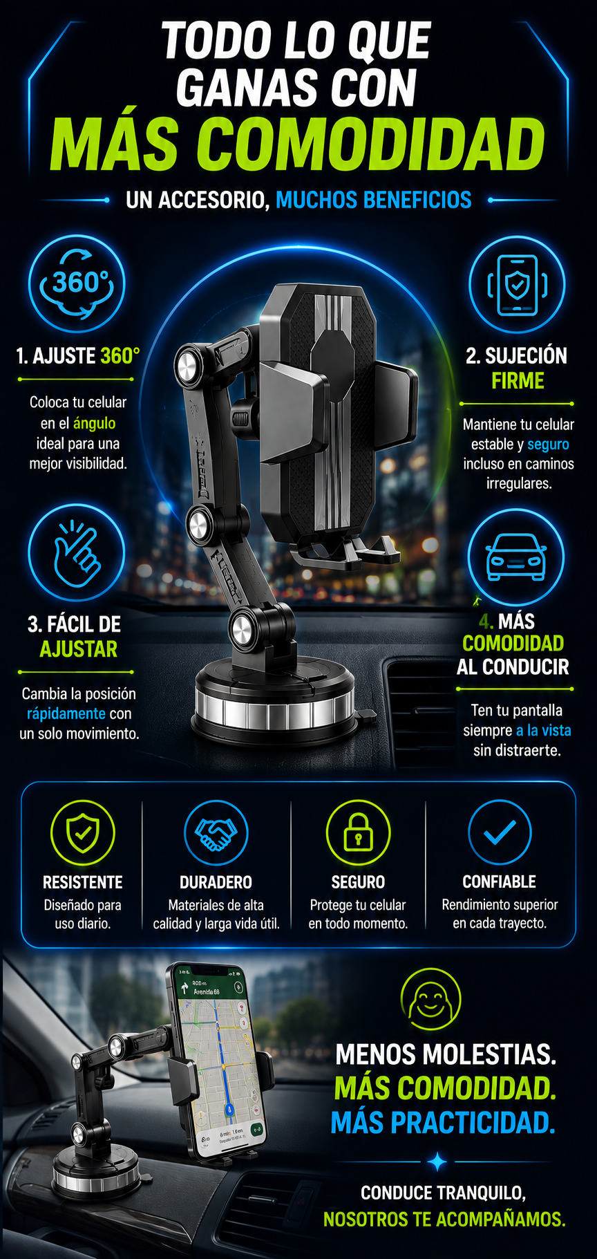 Soporte premium para celular GripDrive 360°