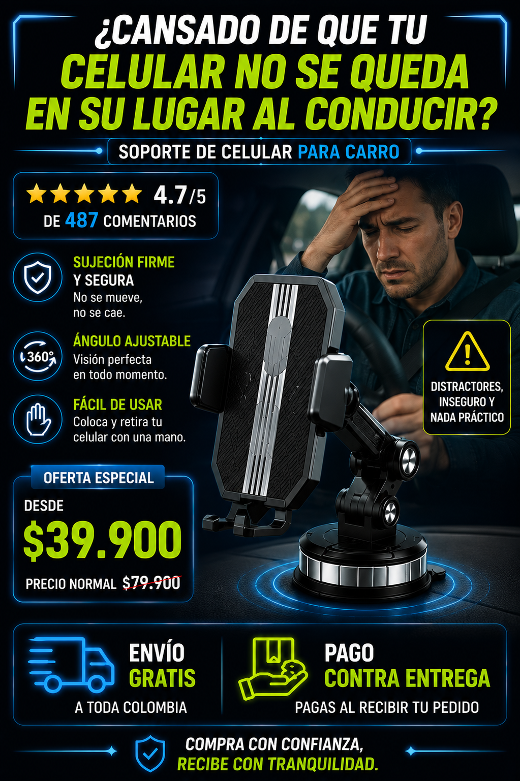 Soporte premium para celular GripDrive 360°