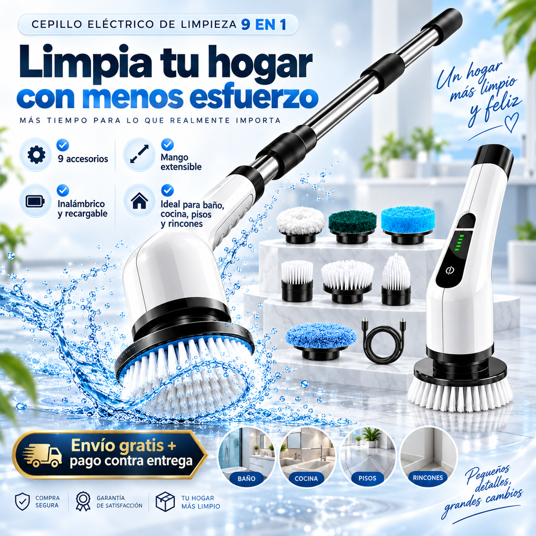 Cepillo Eléctrico de Limpieza 9 en 1