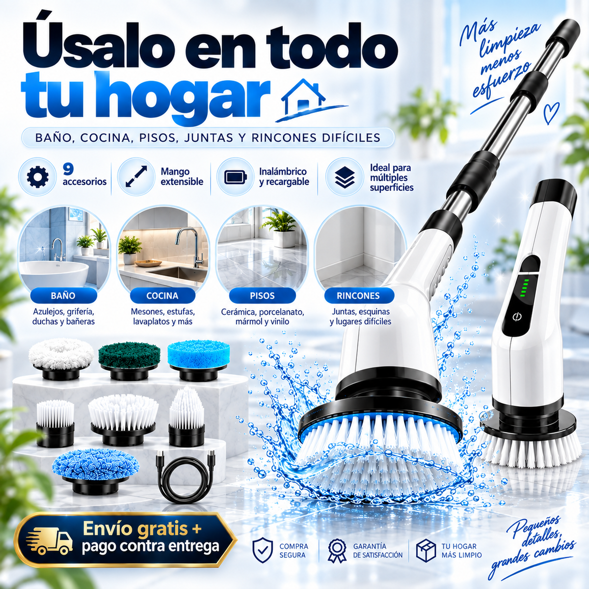 Cepillo Eléctrico de Limpieza 9 en 1