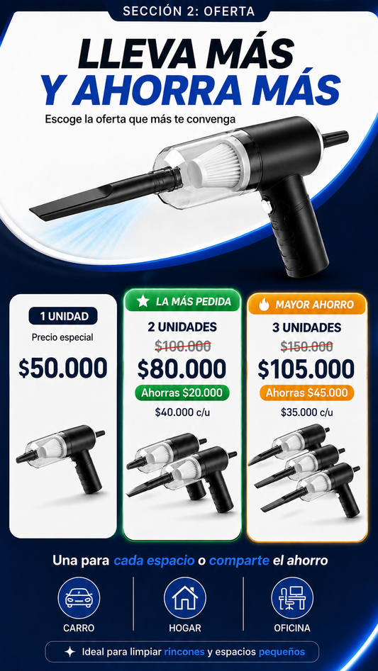 Mini aspiradora Funcional 3 en 1 Vacora