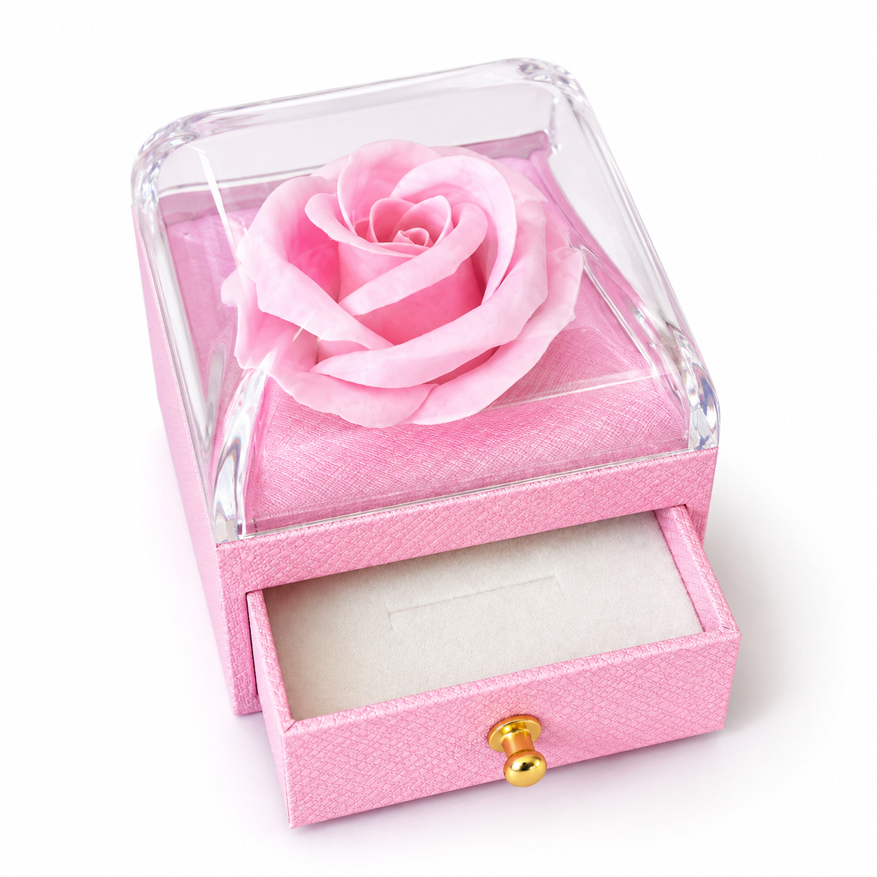 Caja cofre lujo flor color rosa