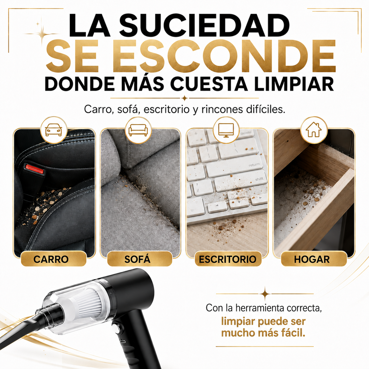 Mini aspiradora funcional 3 en 1 Vacora